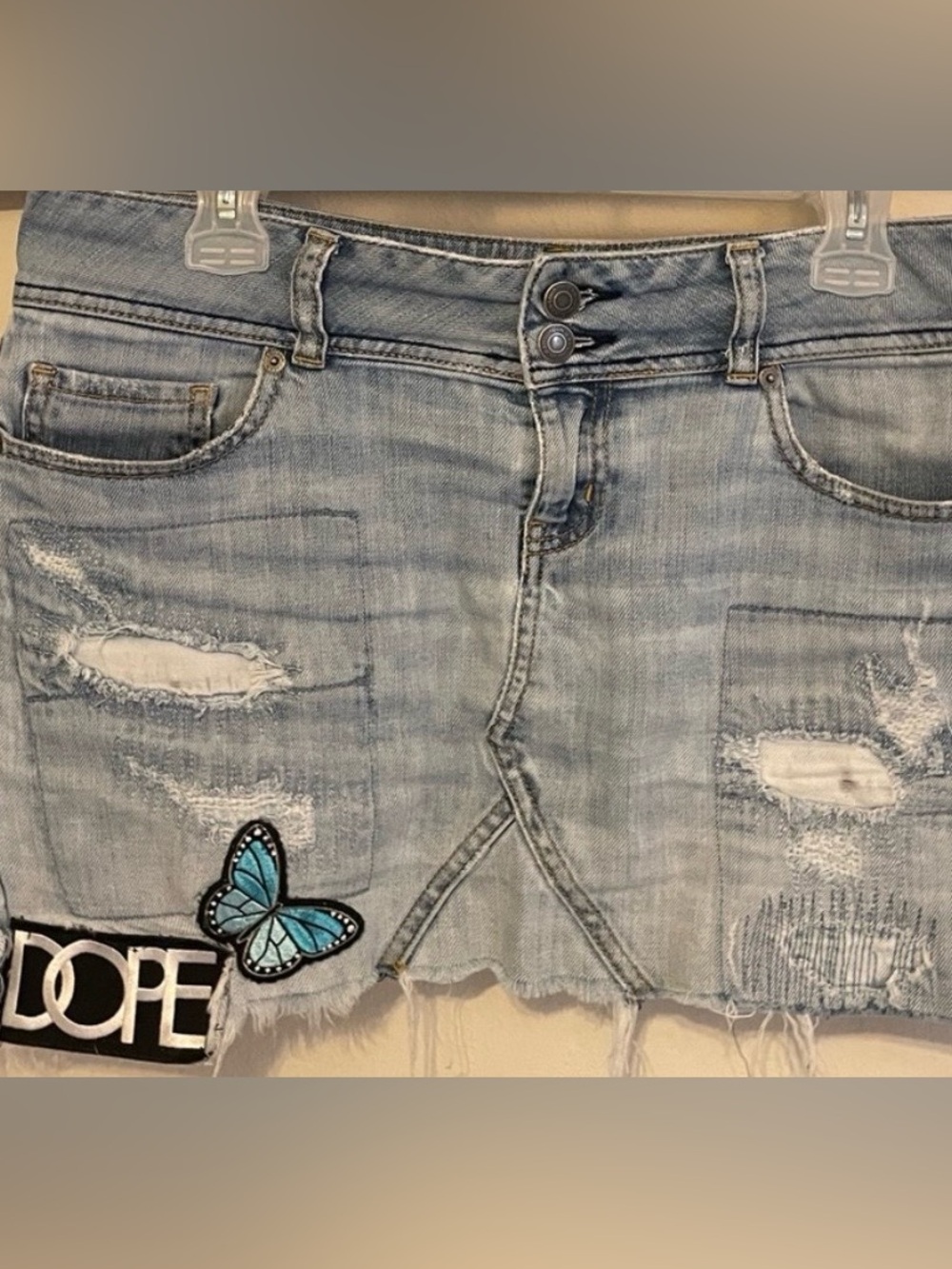 LondonJeanxDope 🌴🦋 Patched Mini Skirt (6)